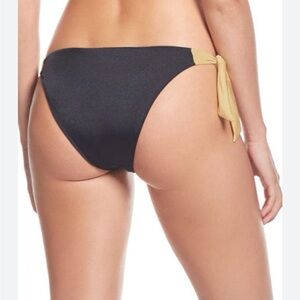 PHAX Side-Tie Bikini Bottom – Black & Gold – Size S (NWT)